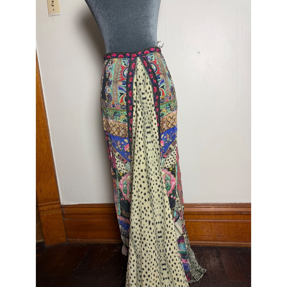 Camilla Silk Embellished Patchwork Maxi Skirt XS Bohemian boho indie ren faire - Picture 6 of 11